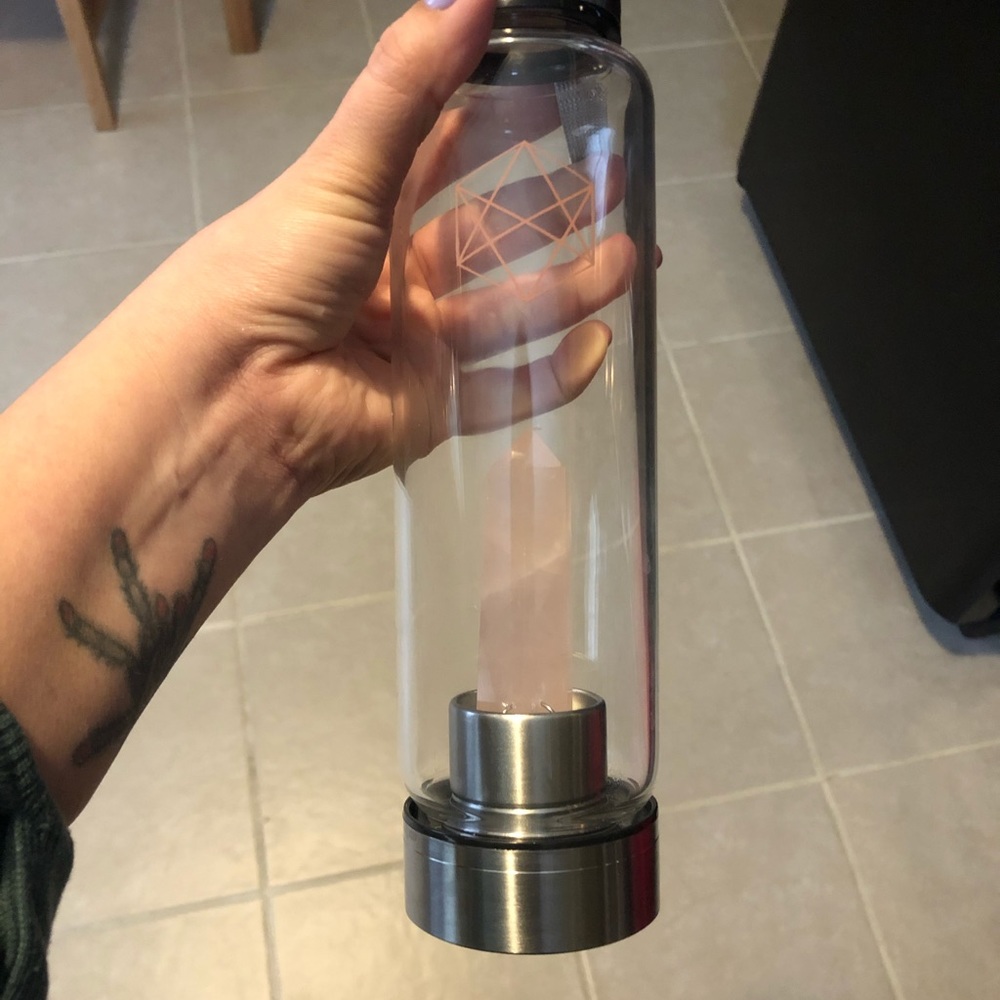 Rose Quartz Elixir Glass water bottle